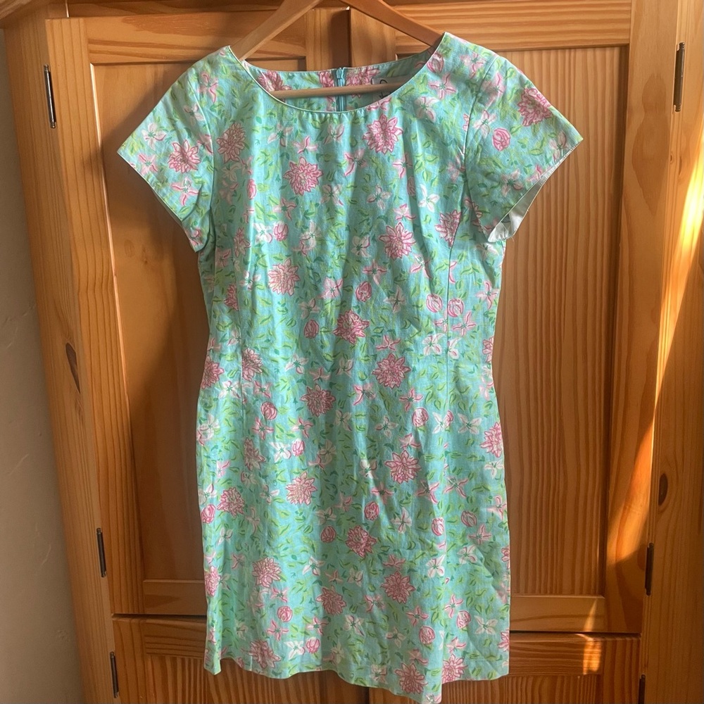 Lilly Pulitzer Vintage Floral Linen Blend Short Sleeve Dress - Sz 8